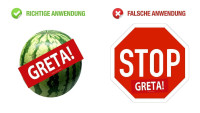 Adesivi a forma di melone "Greta!" Adesivi a forma di melone "Greta!"